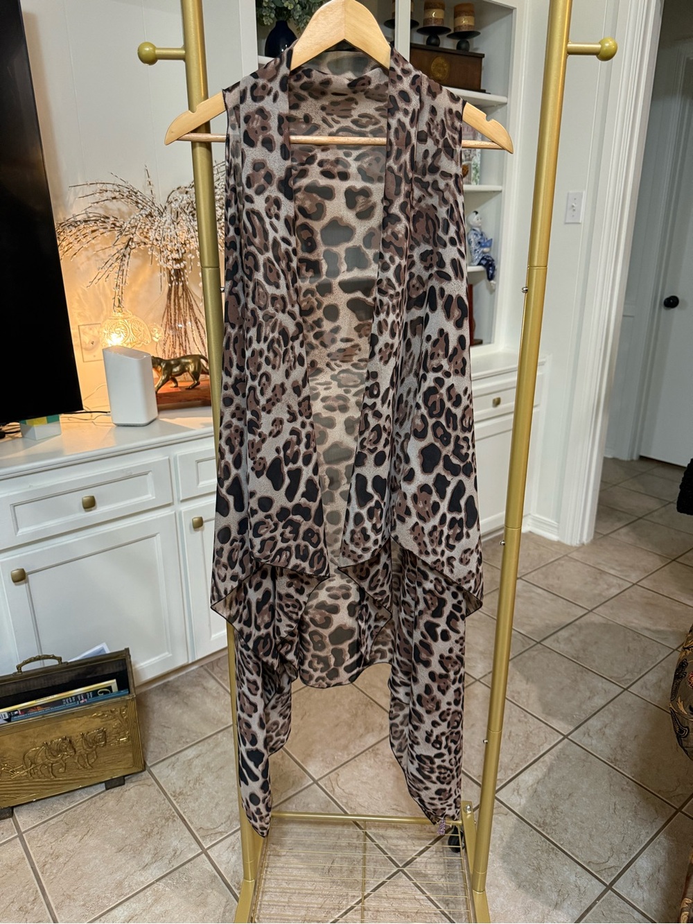 Leopard Print Sheer High Low Duster Kimono